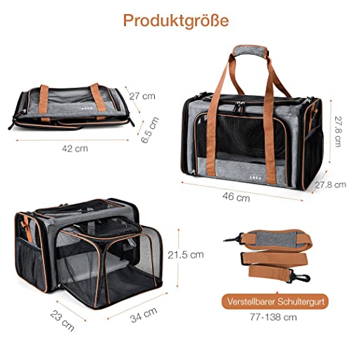 Lekesky Bolsa de transporte extensible para gatos y perros de hasta 8 kg, plegable, con alfombrilla lavable (gris)