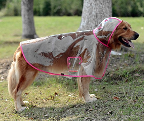 Lepep Chubasquero transparente para perros, impermeable poncho de lluvia ajustable para perros grandes y medianos de tamaño XXL hasta 6XL (rosa, 2XL)