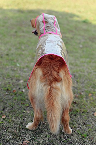 Lepep Chubasquero transparente para perros, impermeable poncho de lluvia ajustable para perros grandes y medianos de tamaño XXL hasta 6XL (rosa, 2XL)