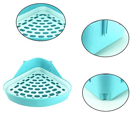 Lepidi Bandeja de Arena para Esquina, Bandeja Arena para Inodoro Conejo, Durable El Plastico Inodoro Triangular para Animales Pequeños para Animales Pequeños, Hámster (Cielo Azul)