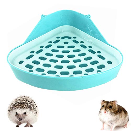 Lepidi Bandeja de Arena para Esquina, Bandeja Arena para Inodoro Conejo, Durable El Plastico Inodoro Triangular para Animales Pequeños para Animales Pequeños, Hámster (Cielo Azul)