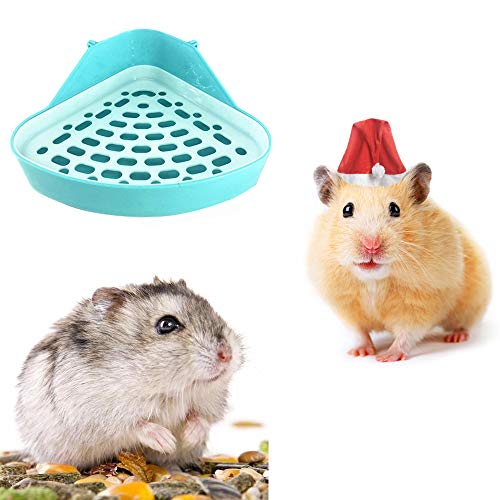 Lepidi Bandeja de Arena para Esquina, Bandeja Arena para Inodoro Conejo, Durable El Plastico Inodoro Triangular para Animales Pequeños para Animales Pequeños, Hámster (Cielo Azul)