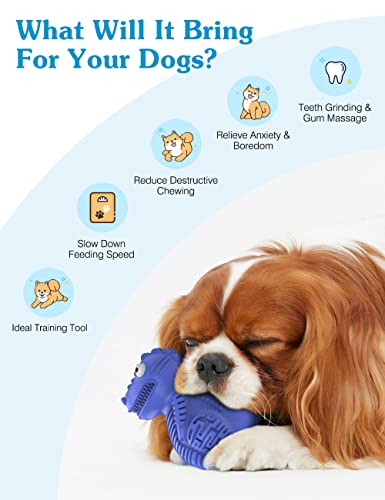 Lewondr Juguete Masticable para Perros Pequeños y Medianos, Alimentador para Morder con Forma Cocodrilo Caucho Duradero, Juguete para Mascotas Interactivo para Limpieza de Dientes Entrenamiento, Azul