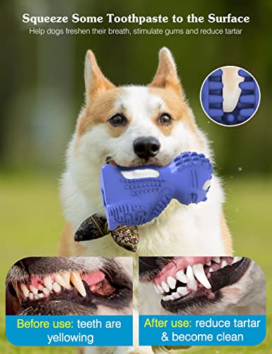 Lewondr Juguete Masticable para Perros Pequeños y Medianos, Alimentador para Morder con Forma Cocodrilo Caucho Duradero, Juguete para Mascotas Interactivo para Limpieza de Dientes Entrenamiento, Azul