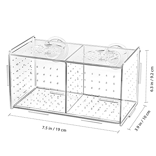 LHK Caja de reproducción de Peces, Cajas de Aislamiento de Peces acrílicos, incubadora de criaderos de Acuario con ventosas y Soporte, para camarón recién Nacido Guppy Pez Clown Pez Agresivo