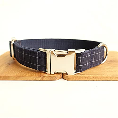 LHSJYG Collar Perros Collar de Perro Grabado Venta al por Menor Cool Plaid Colllar Handmade Dog Collar Collares para Perros (Color : Dog Collar, Size : L)