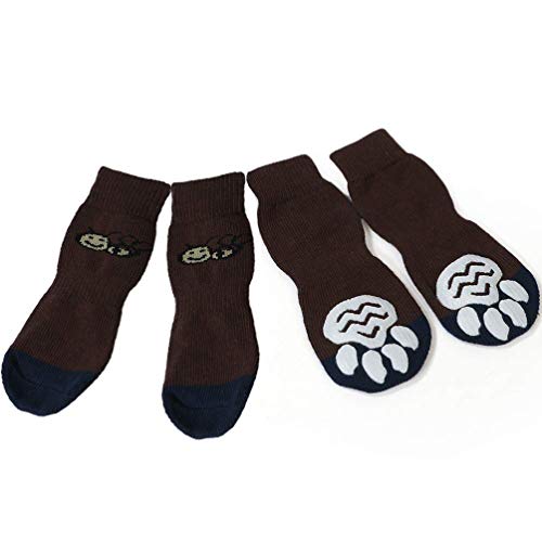 LifeWheel Calcetines Antideslizantes para Perros o Gatos, Control de Tracción para Interiores, Botas y Protectores de Patas para Mascotas (Color Aleatorio)