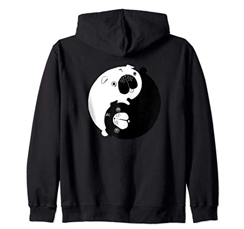 Lindo perro oriental y cachorro animal Yin Yang Pugs Sudadera con Capucha