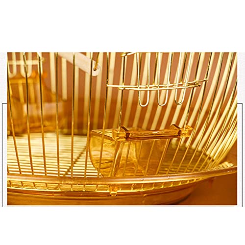 liushop Jaula para Pájaros Jaula de pájaros Colgantes con alimentador de Metal Dorado Redondo Birdcages Casa Portador de Aves para pájaros pequeños Periquitos Loros Jaula