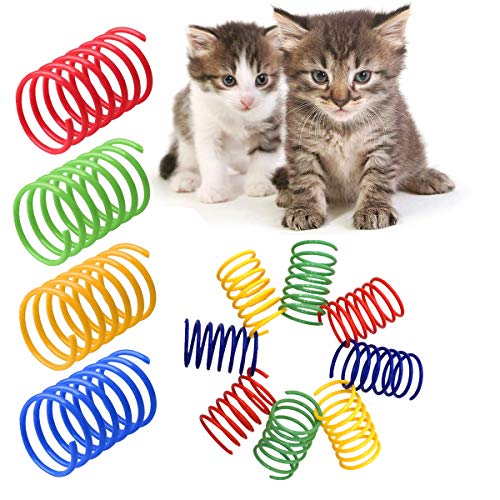 Liwein Juguete de Resorte de Gato Resortes Espirales de Bobina Plástico Muelles en Espiral Colorido Juguetes Interactivos para Gatos Gatito Perros Mascotas Novedad Regalo (40 Piezas)