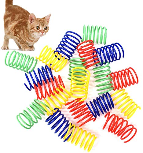 Liwein Juguete de Resorte de Gato Resortes Espirales de Bobina Plástico Muelles en Espiral Colorido Juguetes Interactivos para Gatos Gatito Perros Mascotas Novedad Regalo (40 Piezas)