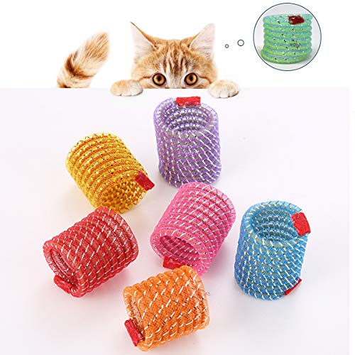 Liwein Juguete de Resorte de Gato Resortes Espirales de Bobina Plástico Muelles en Espiral Colorido Juguetes Interactivos para Gatos Gatito Perros Mascotas Novedad Regalo (40 Piezas)