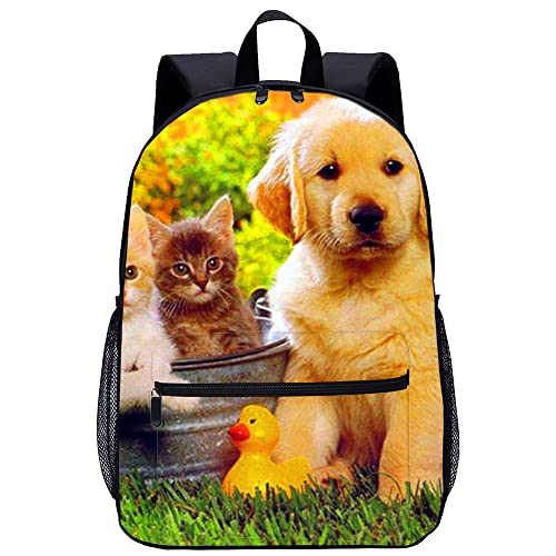 lixiaochao Mochila de moda para adolescentes Gatos y perros Mochila para adultos Mochila de senderismo, que ahorra trabajo, transpirable, mochila de viaje （45x30x15cm） Mochila impresa en 3D