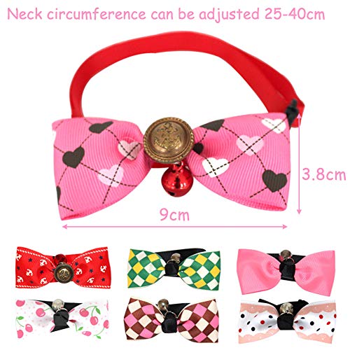 LLMZ Collar Gato Perro Mascota con Pajarita de Cuadros 5 Piezas Pajarita de para Mascotas para Gatos y Perros Pequeños