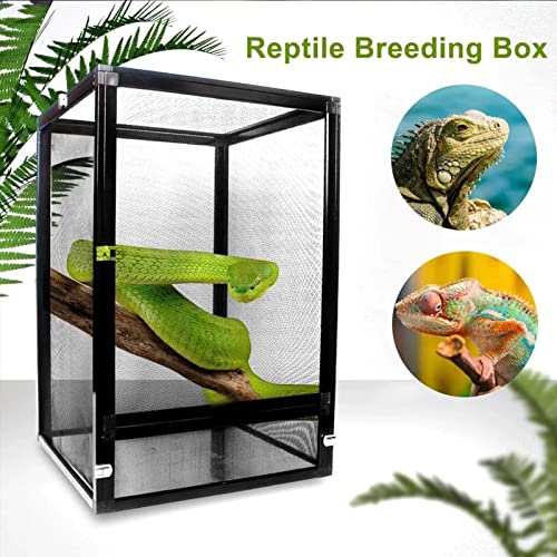 LLSS Reptile Vivarium Jaula de Aluminio, Camaleón de Lagarto Caja de alimentación de acrílico Transparente Terrario de Animales pequeños, Fácil Montaje