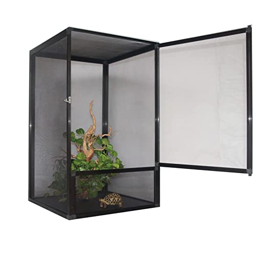 LLSS Reptile Vivarium Jaula de Aluminio, Camaleón de Lagarto Caja de alimentación de acrílico Transparente Terrario de Animales pequeños, Fácil Montaje