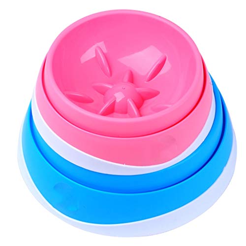 LOFAMI Comederos Anti-ácaro Pet Food Bowl Slow Food Bowl Puppy Food Bowl Antideslizante Dog Bowl Cat Bowl Puppies Pet Food Supplies Platos para Perros (Color : Pink, tamaño : 15cm)