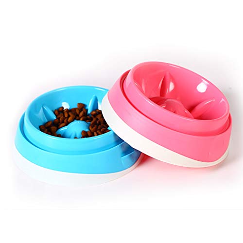 LOFAMI Comederos Anti-ácaro Pet Food Bowl Slow Food Bowl Puppy Food Bowl Antideslizante Dog Bowl Cat Bowl Puppies Pet Food Supplies Platos para Perros (Color : Pink, tamaño : 15cm)