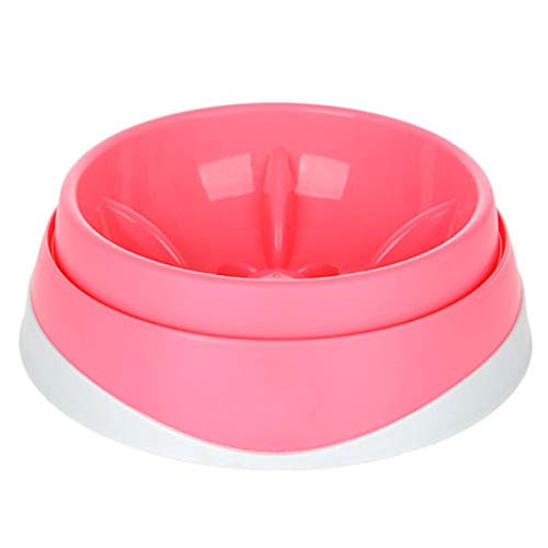 LOFAMI Comederos Anti-ácaro Pet Food Bowl Slow Food Bowl Puppy Food Bowl Antideslizante Dog Bowl Cat Bowl Puppies Pet Food Supplies Platos para Perros (Color : Pink, tamaño : 15cm)