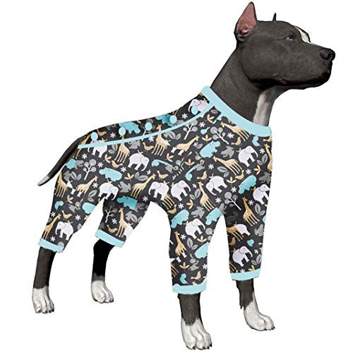 LovinPet Ropa para Perros Grandes, Pijama Acogedor para Perros Hippos Zoo, Pijama De Jersey Ligero Y Ajustado/Pijama para Perros De Cobertura Total