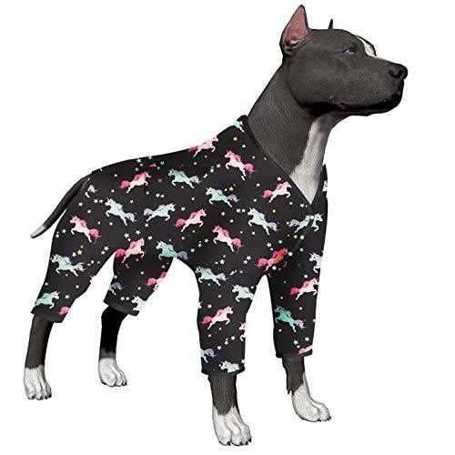 LovinPet Ropa para Perros para Perros Grandes - Pijama, Recuperación Posquirúrgica para Perros Grandes, Pijama Ligero para Perros, Cobertura Completa, Caballos Salvajes Impresión Al Galope