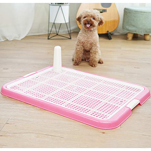 LTLJX Inodoro para Perros, Bandeja Sanitaria de Adiestramiento Retrete del Perro Interior para Perros Aseo Mascotas Plástico con Poste Fácil de Limpiar,Marrón,S50*36 * 4cm