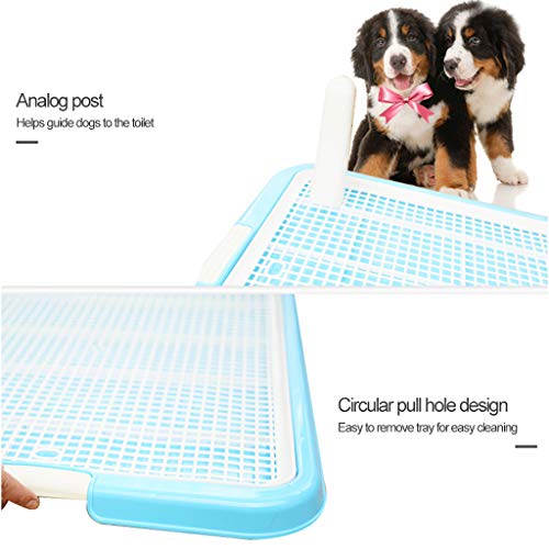 LTLJX Inodoro para Perros, Bandeja Sanitaria de Adiestramiento Retrete del Perro Interior para Perros Aseo Mascotas Plástico con Poste Fácil de Limpiar,Marrón,S50*36 * 4cm