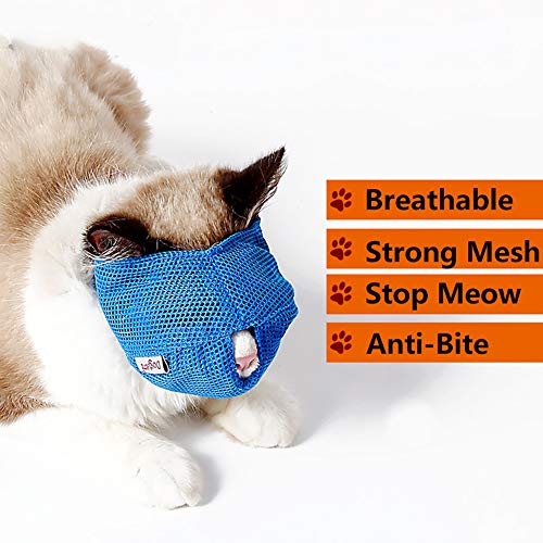 lujiaoshout 1 Pack Transpirable Gato Boca Cubierta del Gato Bozal Bozal Malla Transpirable preparación del Animal doméstico del Gatito máscara Anti morder y Masticar Anti-maullido (Rosa Talla L)