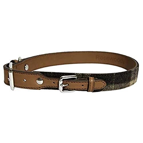 Lujoso Collar de Perro de Piel Rosewood de Cuadros Tweed Escoceses