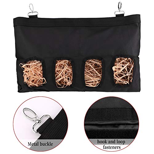 LUTER 28x23x2cm Bolsa de alimentación de heno de Conejillo de Indias Bolsa de heno de Conejo Saco alimentador Colgante, Mascotas pequeñas Que comen heno (Negro / Grande)