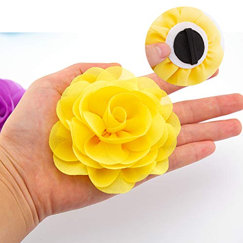 LUTER 4 Piezas 8cm Flores para Collar De Mascotas, Accesorios para Colgantes Florales, Adorno Floral Desmontable, paraSuministros para Mascotas (Rojo Rosa, Rojo Brillante, Naranja, Amarillo)