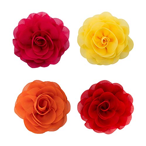 LUTER 4 Piezas 8cm Flores para Collar De Mascotas, Accesorios para Colgantes Florales, Adorno Floral Desmontable, paraSuministros para Mascotas (Rojo Rosa, Rojo Brillante, Naranja, Amarillo)