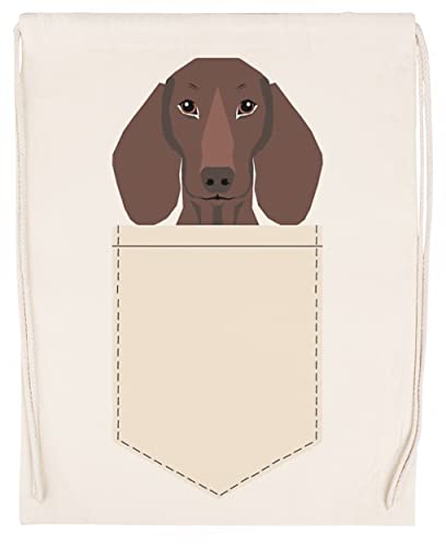 Luxogo Gaitero - Perro Tejonero, Weener Perro, Wiener Perro, Mascota Retrato, Chorizo Perro, Mascota Bolsa de Gimnasio con Cordón Beige Unisex Drawstring Bag Gym