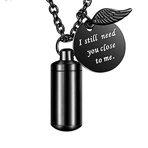 Luyangyund Todavía te Necesito Cerca de mí, Collar de urn para Cenizas de cremación Memorial Recuerdo Colgante joyería Regalo (Color : Black, Size : M)