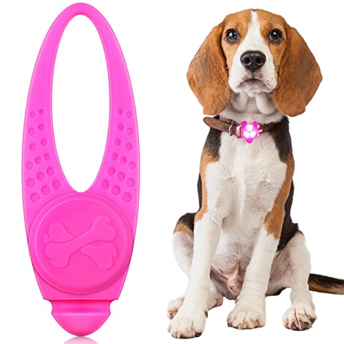 Luz LED para Collar de Perro Luz de Collar de Silicona Luminosa Clip de Luces de Seguridad de Gatos Encantos de Luz LED para Caminar de Noche Accesorios de Perros (Rosa)