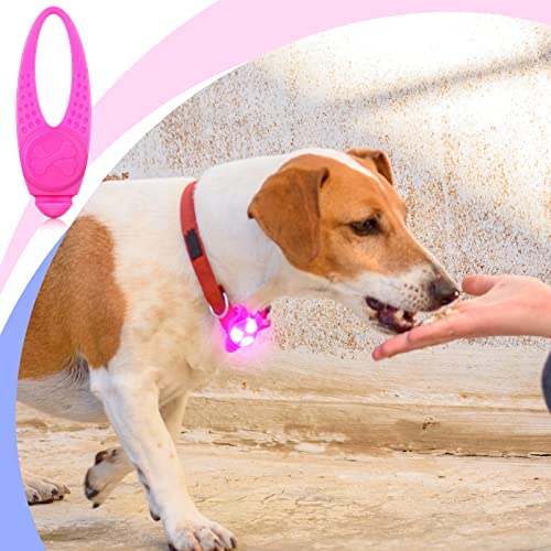 Luz LED para Collar de Perro Luz de Collar de Silicona Luminosa Clip de Luces de Seguridad de Gatos Encantos de Luz LED para Caminar de Noche Accesorios de Perros (Rosa)