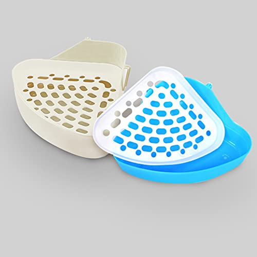 Lvjkes Orinal de Conejito, Orinal para Mascotas, Potty Potty Triángulo Durable Plástico Fácil de Limpiar Potty Formación para Hamster Chinchilla Conejo Guinea Conejillo (Azul)