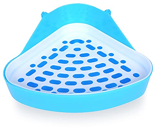 Lvjkes Orinal de Conejito, Orinal para Mascotas, Potty Potty Triángulo Durable Plástico Fácil de Limpiar Potty Formación para Hamster Chinchilla Conejo Guinea Conejillo (Azul)