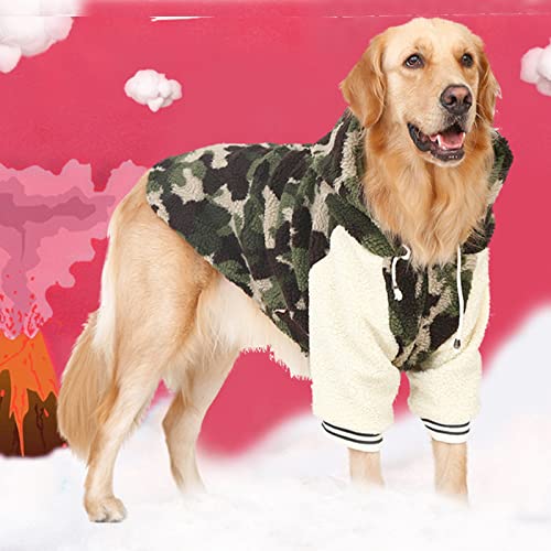 LYJACBDF Mascota Perro Ropa de Invierno Abrigo de Camuflaje, Sudadera con Capucha con Suave Lana de Cordero y Forro de Algodón Térmico Traje para Perro Mediano/Grande,4XL