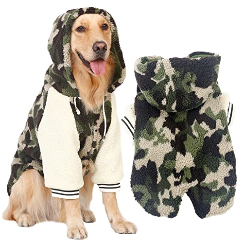 LYJACBDF Mascota Perro Ropa de Invierno Abrigo de Camuflaje, Sudadera con Capucha con Suave Lana de Cordero y Forro de Algodón Térmico Traje para Perro Mediano/Grande,4XL