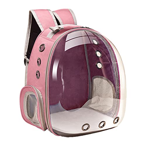 MagiDeal Mochila para Gatos, Bolsa de Transporte Grande Transparente con Burbujas para Mascotas, portatil ventilado para Perros pequeños, Bolsa - Rosa