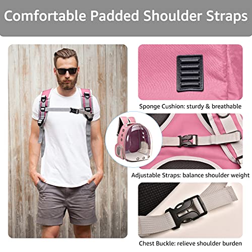 MagiDeal Mochila para Gatos, Bolsa de Transporte Grande Transparente con Burbujas para Mascotas, portatil ventilado para Perros pequeños, Bolsa - Rosa