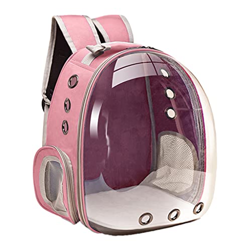 MagiDeal Mochila para Gatos, Bolsa de Transporte Grande Transparente con Burbujas para Mascotas, portatil ventilado para Perros pequeños, Bolsa - Rosa