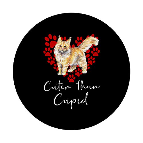 MAINE COON Cuter Than Cupip Gato Día San Valentín PopSockets PopGrip: Agarre intercambiable para Teléfonos y Tabletas