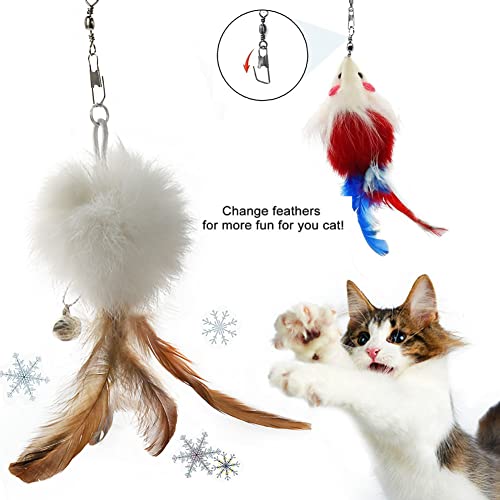 MAIYADUO Juguete de la Pluma del Gato Entrenamiento telescópico Interactivo Natural de Plumas Varita Gato Juguete con 5 recargas Pluma