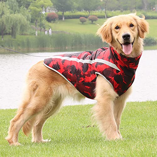 MANBOZIXi Chaqueta de perro reflectante impermeable abrigo de invierno para perro, abrigos para perros pequeños, medianos y grandes, negro/rojo, 2XL