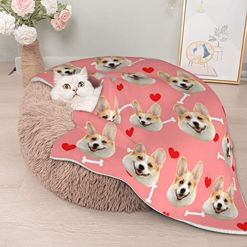 Manta Personalizada con Foto para Mascotas, Foto Personalizada con Texto, Manta para Mascotas, Manta de Lana Suave, Manta de Cama para Perros y Gatos, Mantas cálidas de Invierno