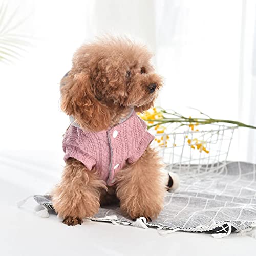 MARITOWN Jersey de Perro Vellón con Capucha Abrigo de Perro pequeño Peso Ligero con Patas Sudadera con Capucha Cachorro Chihuahua Ropa De Punto Patrones Rosas para Bulldog Francés