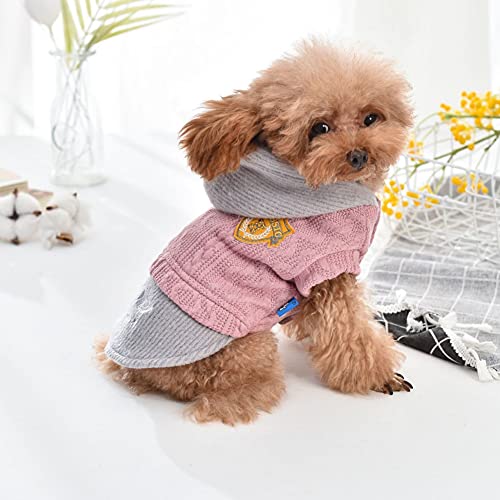 MARITOWN Jersey de Perro Vellón con Capucha Abrigo de Perro pequeño Peso Ligero con Patas Sudadera con Capucha Cachorro Chihuahua Ropa De Punto Patrones Rosas para Bulldog Francés