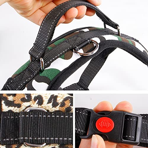 Mascota Correa para perros Arnés para el pecho de tracción Arrastre Chaleco a prueba de explosiones Collar para perros Suministros para perros Accesorios Productos para perros Gato Bulldog-Leopard, M